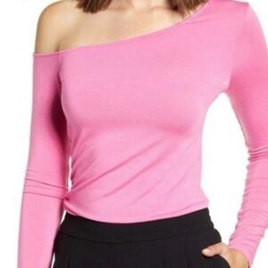 NWT Halogen Pink Off Shoulder Long Sleeve Ruched Top L